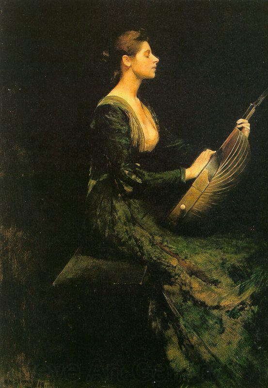 Thomas Wilmer Dewing Lady with a Lute Germany oil painting art